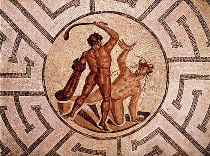 Тесей и Минотавр. Римская мозаика